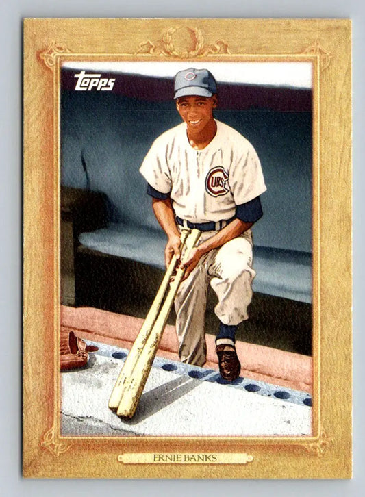 2010 Topps TR25 Ernie Banks Turkey Red baseball card for Chicago Cubs collectors