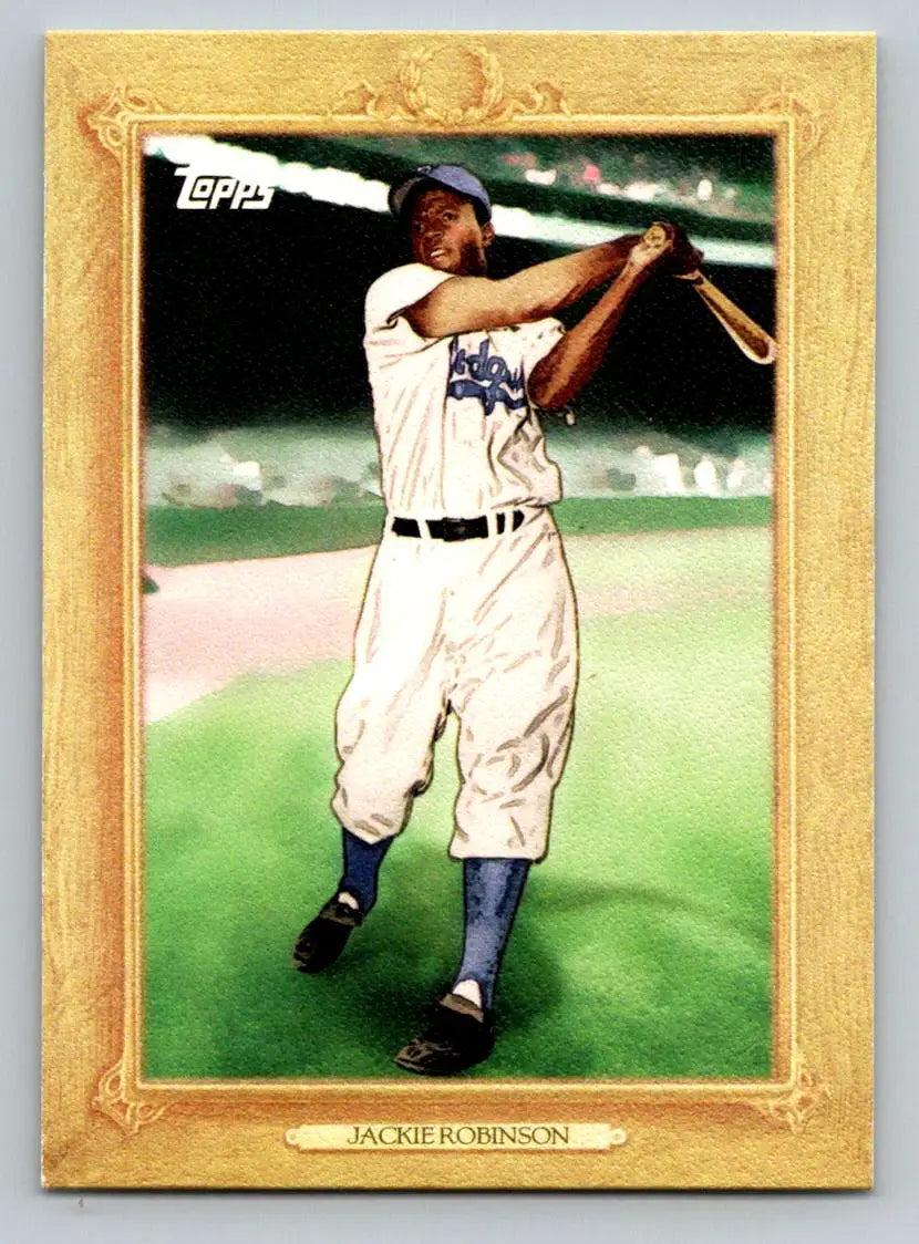 Framed Jackie Robinson Turkey Red TR70 baseball card from 2010 Topps display