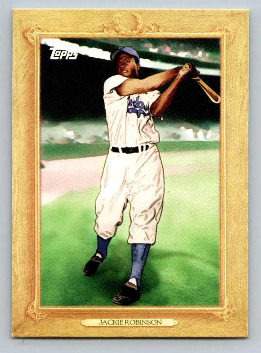 Framed Jackie Robinson Turkey Red TR70 baseball card from 2010 Topps display