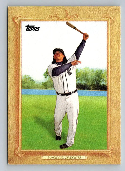 Baseball card of Magglio Ordonez in ornate gold frame from 2010 Topps Turkey Red TR96