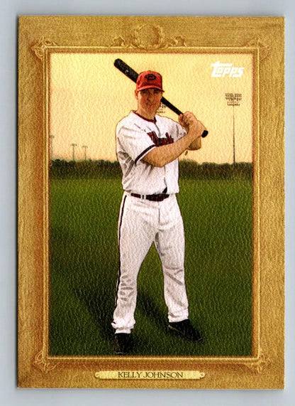 Framed baseball card of 2010 Topps Update TR102 Kelly Johnson Turkey Red Arizona Diamondbacks