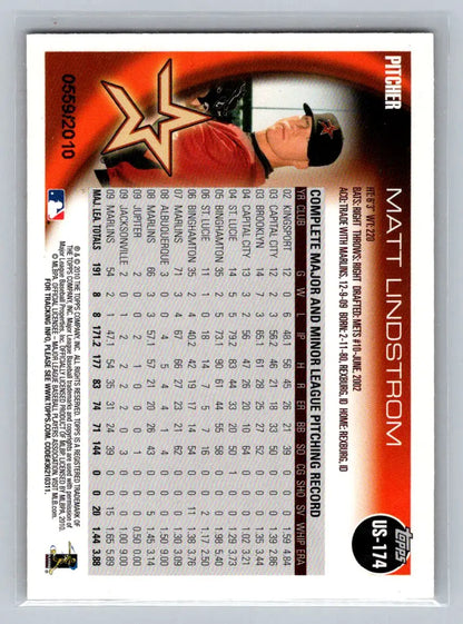 Matt Lindstrom Gold baseball card from 2010 Topps Update Houston Astros #/2010