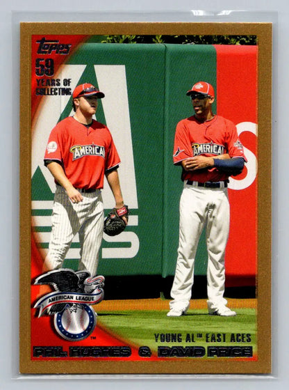 Baseball card featuring Phil Hughes and David Price from Topps Update Young AL East Aces