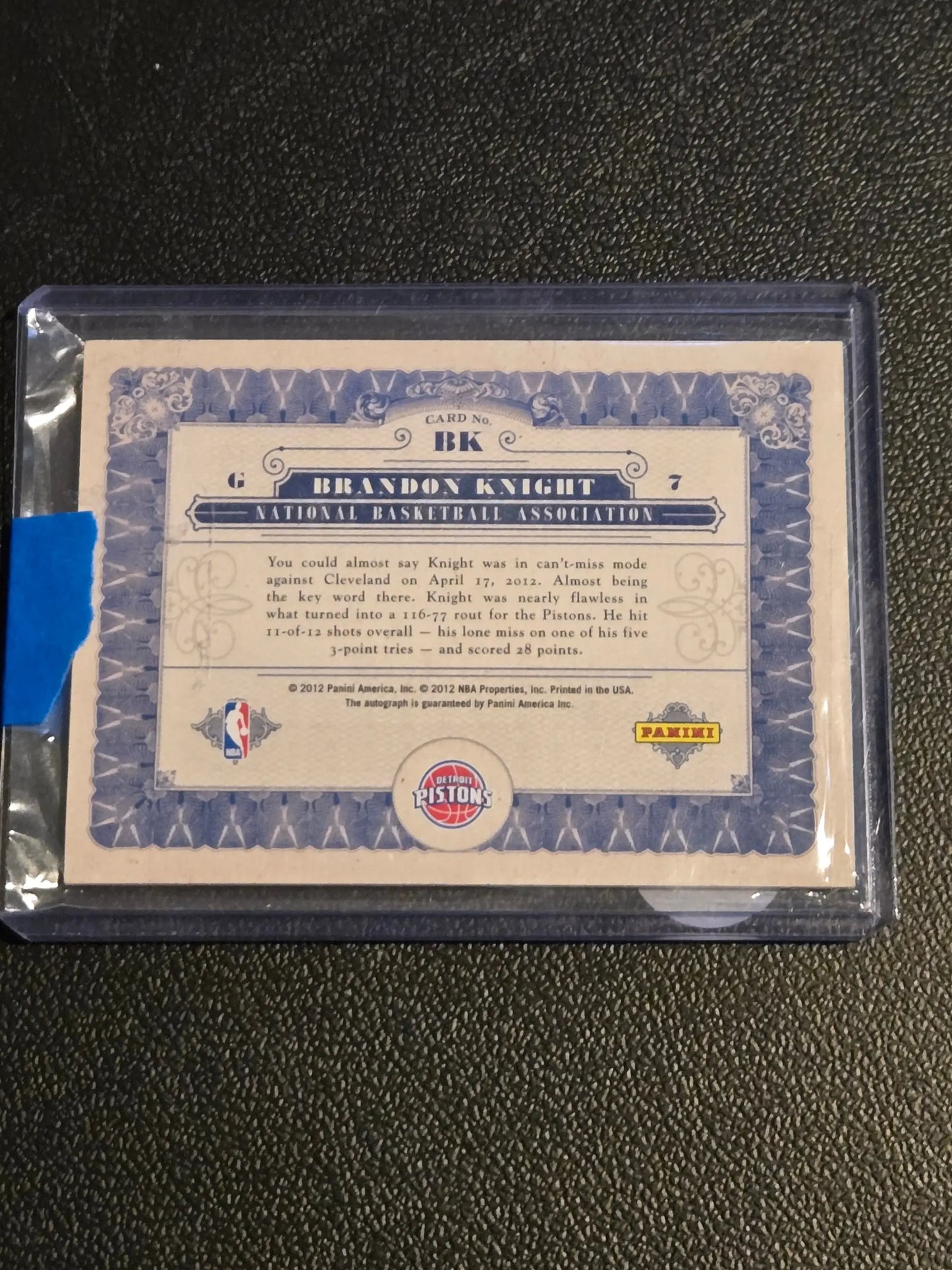 Basketball trading card of Brandon Knight in protective sleeve from Panini Gold Standard