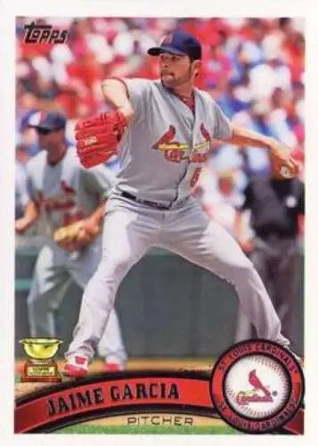 Jaime Garcia NM-MT baseball card 2011 Topps #643 with original gloss, Cardinals