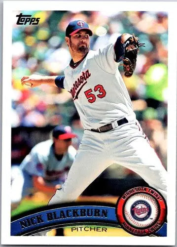 Baseball card of Nick Blackburn with original gloss in NM-MT condition from 2011 Topps