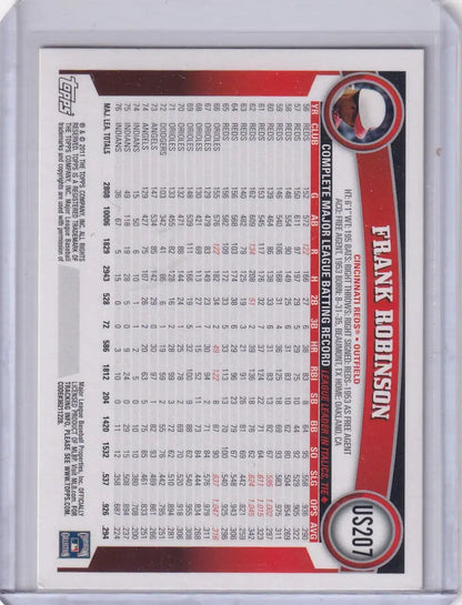 Baseball card featuring Frank Robinson’s batting record from 2011 Topps Diamond Anniversary US207 Frank Robinson Cincinatti Reds