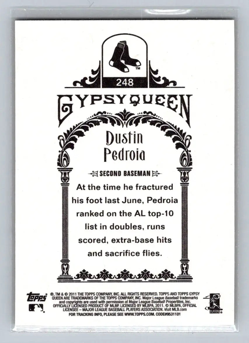 Dustin Pedroia 2011 Topps Gypsy Queen baseball card for Boston Red Sox collectors