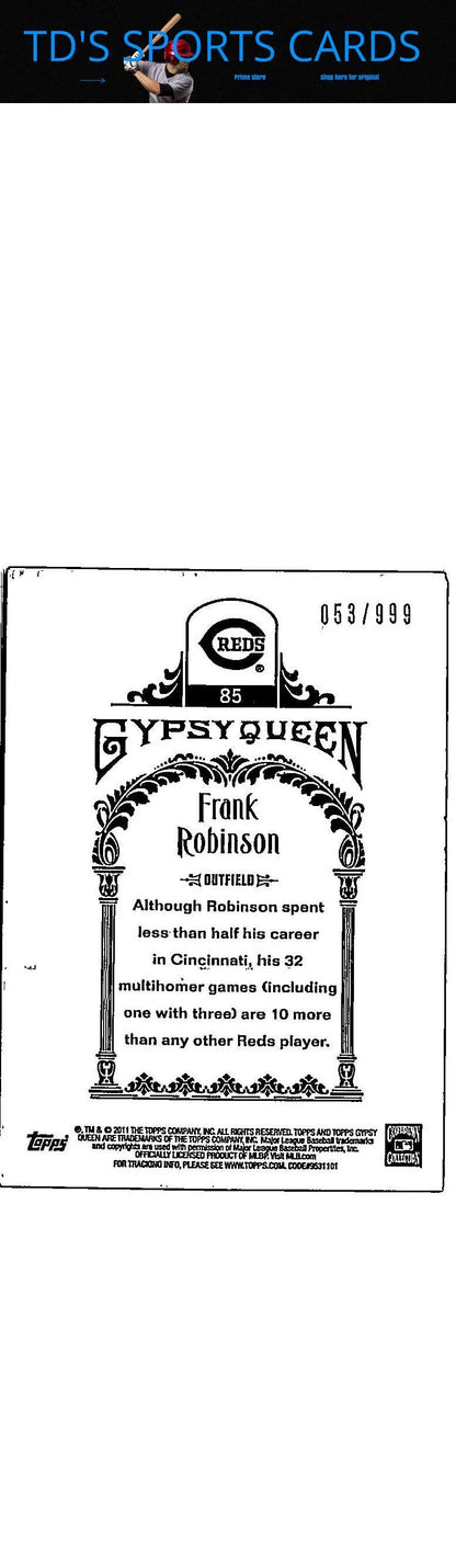 Frank Robinson Gypsy Queen baseball card from 2011 Topps Gypsy Queen series