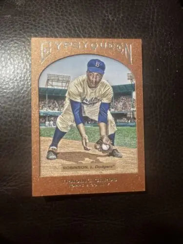 Vintage Baseball Card of Jackie Robinson from Topps Gypsy Queen Framed Paper #4