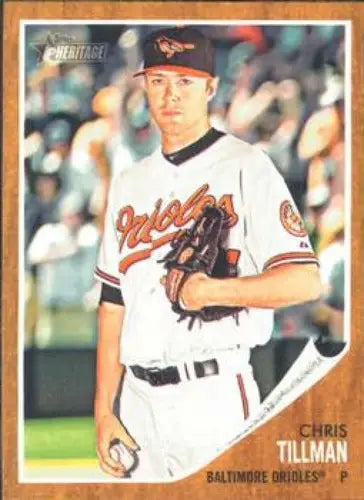 Chris Tillman NMNT baseball card from 2011 Topps Heritage featuring Orioles player