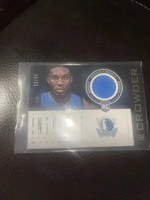 Jae Crowder rookie card from Intrigue Rookie Memorabilia series at 87/99 number 5 Dallas Mavericks