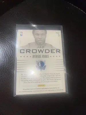 Jae Crowder rookie card from 2012-13 Intrigue Rookie Memorabilia collection
