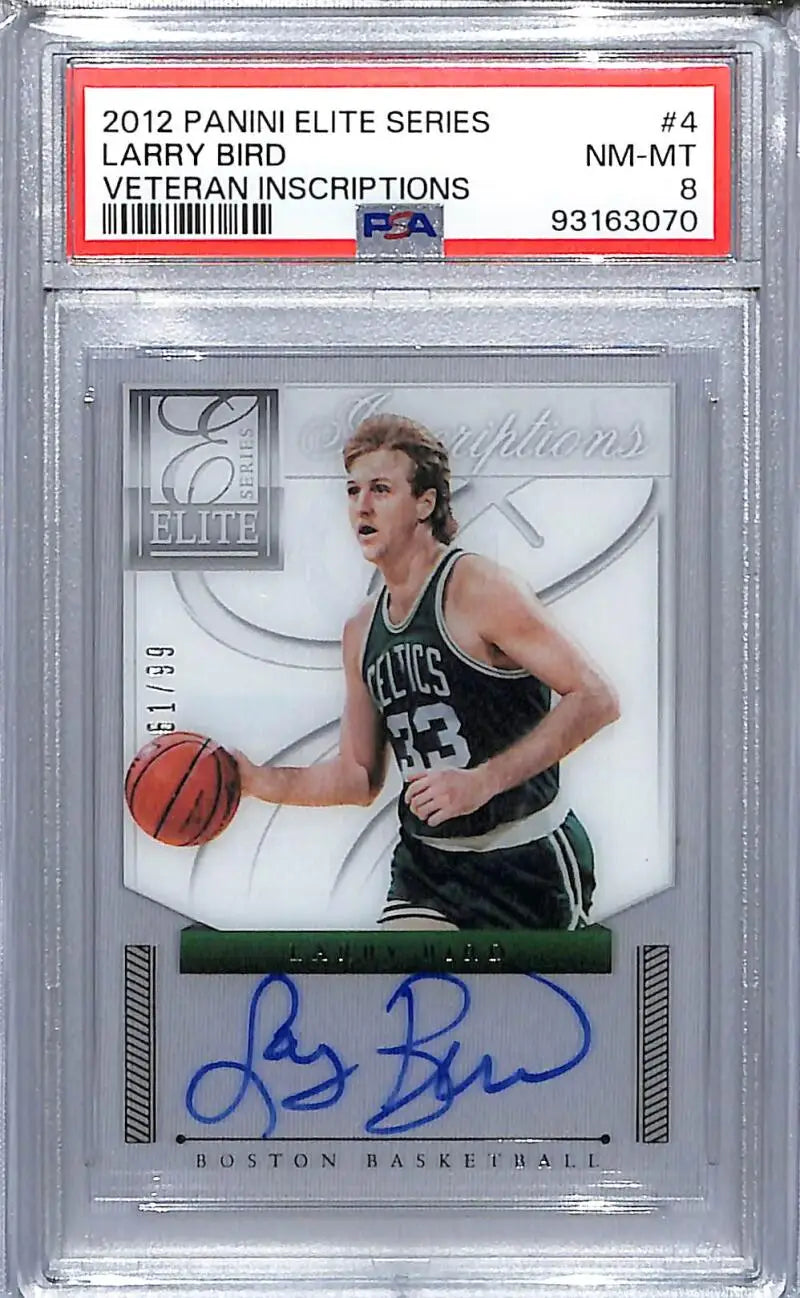 2012 Panini Elite Series Larry Bird Boston Celtics autograph basketball card alt text