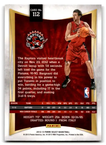 2012-13 Panini Select #112 Andrea Bargnani EX/NM Raptors ID:67423 - Trading Cards
