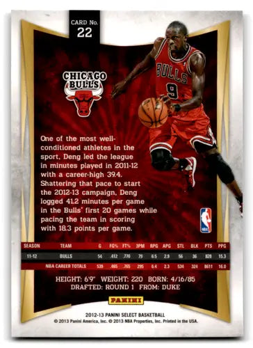 2012-13 Panini Select #22 Luol Deng EX/NM Bulls ID:67495 - Trading Cards