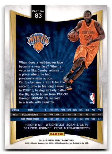 2012-13 Panini Select #83 Marcus Camby EX/NM Knicks ID:67483 - Trading Cards