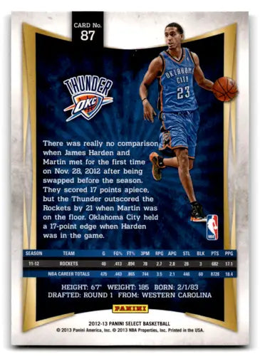 2012-13 Panini Select #87 Kevin Martin EX/NM Thunder ID:67427 - Trading Cards