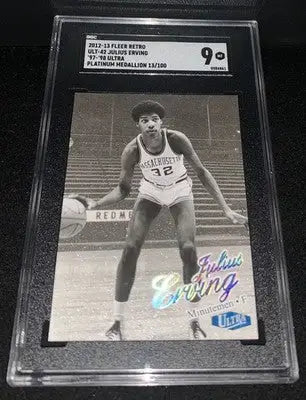 Graded Julius Erving Fleer Retro Ultra Platinum Medallion basketball card 2012-13