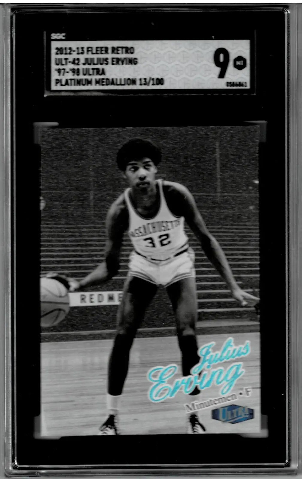 A graded Julius Erving basketball trading card from Fleer Retro Ultra Platinum Medallion series