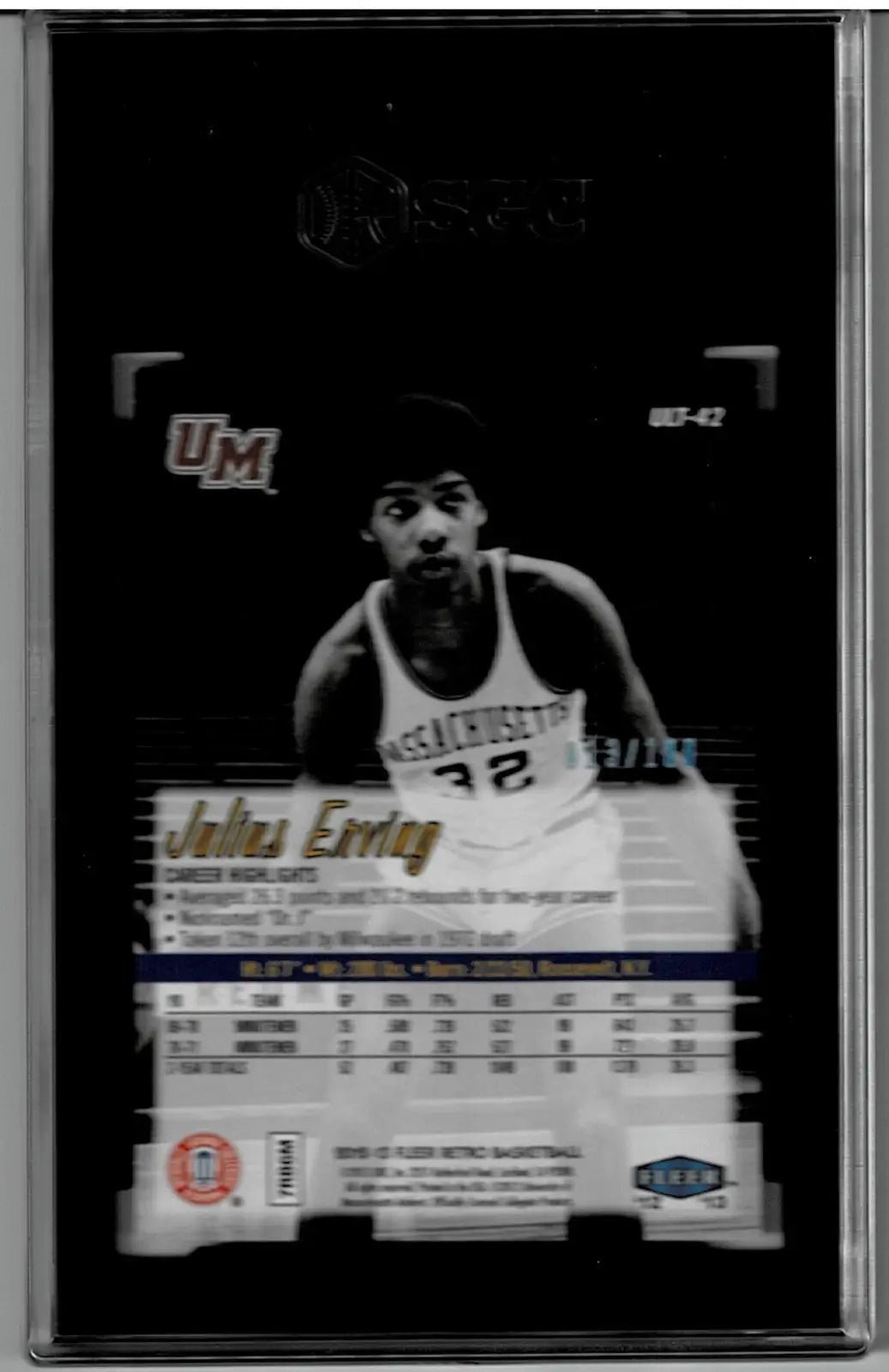 Basketball trading card of Julius Erving from Fleer Retro Ultra Platinum Medallion series