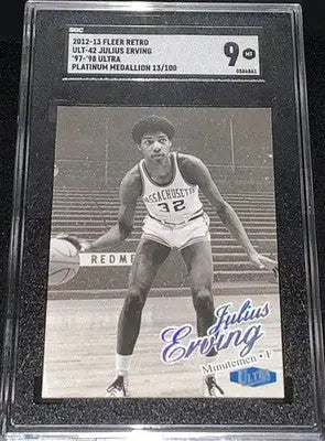 Julius Erving Fleer Retro Ultra Platinum Medallion basketball card graded SGC 9