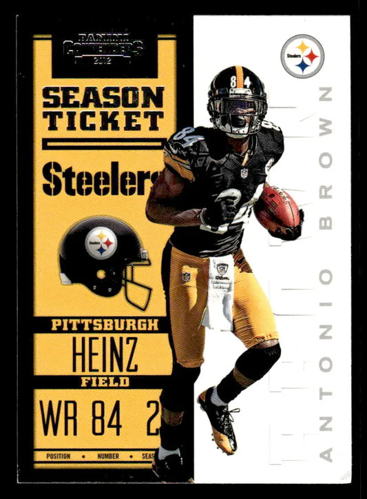 Football trading card featuring Antonio Brown from 2012 Panini Contenders Pittsburgh Steelers