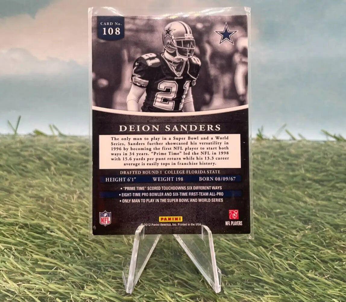 Deion Sanders 2012 Panini Prominence Legend Gold football card, Dallas Cowboys collectible