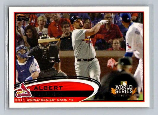 2012 Topps #108 Albert Pujols trading card featuring St. Louis Cardinals player