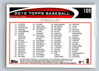 Baseball card checklist for 2012 Topps #109 Mariano Rivera New York Yankees trading cards