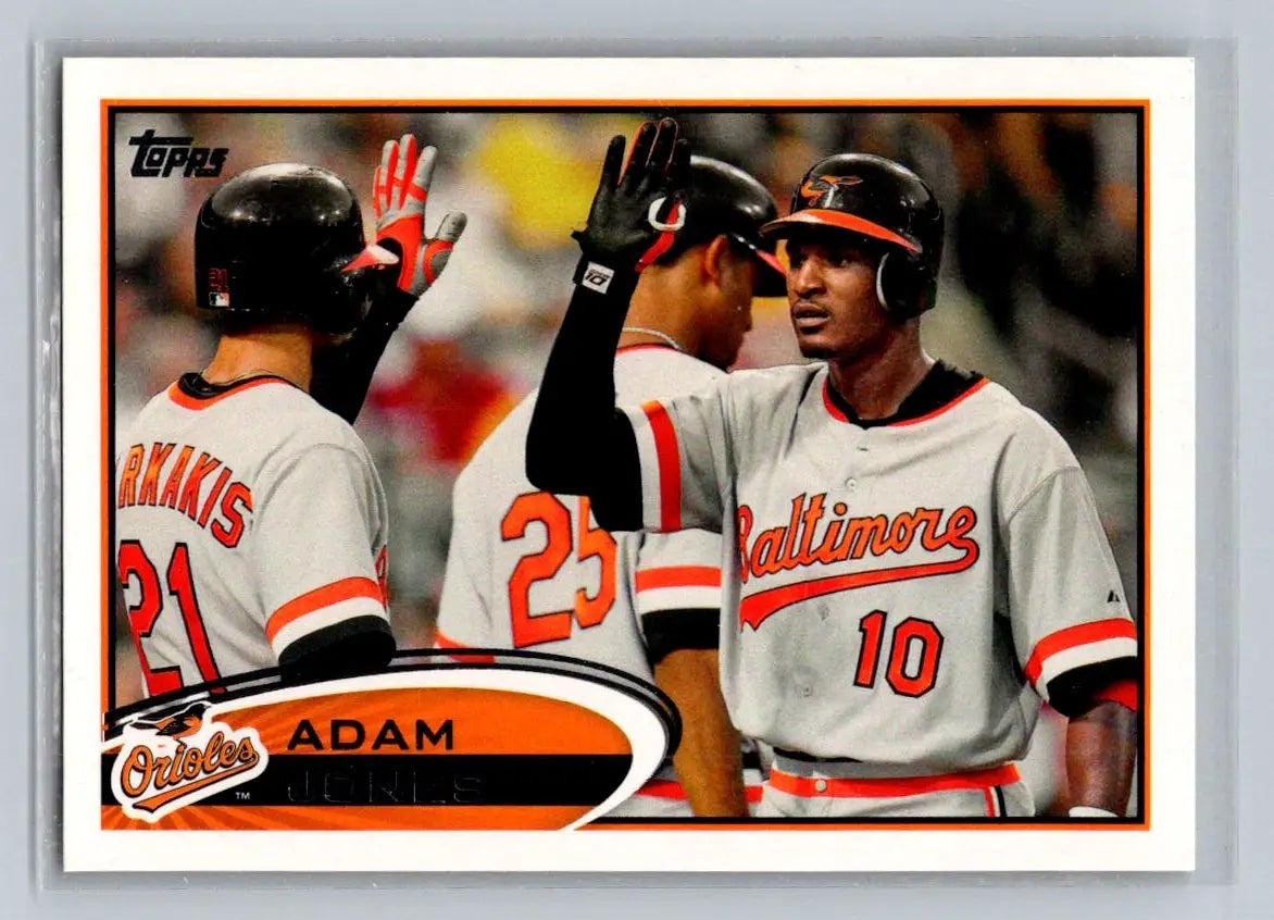 2012 Topps #125b Adam Jones baseball card featuring the Baltimore Orioles player