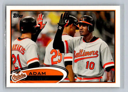2012 Topps #125b Adam Jones baseball card featuring the Baltimore Orioles player