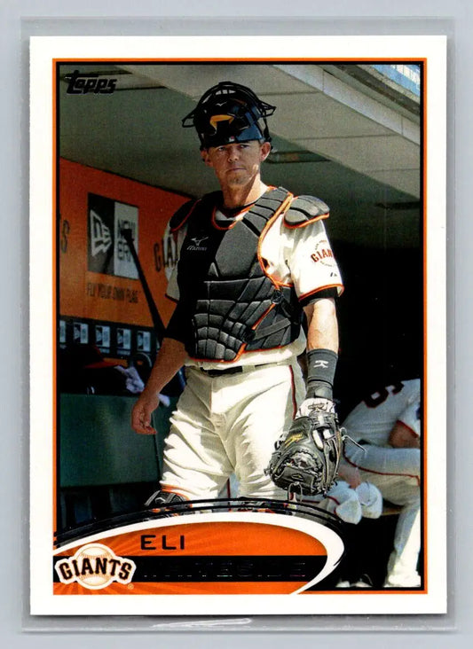2012 Topps #127a Eli Whiteside Baseball Card featuring San Francisco Giants player