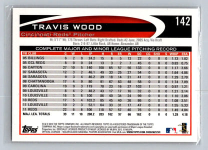 Baseball card statistics for 2012 Topps 142B Travis Wood Cincinnati Reds