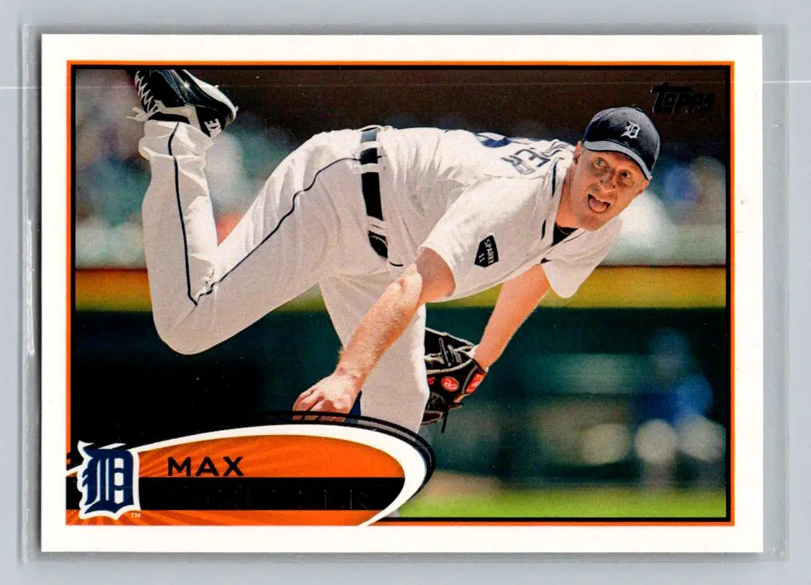 Baseball card of Max Scherzer from 2012 Topps #162b featuring the Detroit Tigers