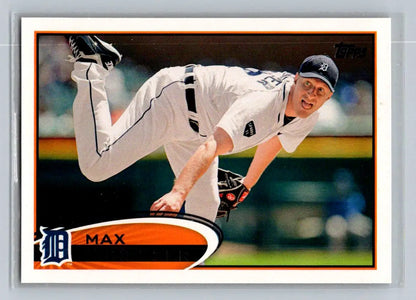 Baseball card of Max Scherzer from 2012 Topps #162b featuring the Detroit Tigers