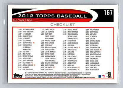 2012 Topps #167 Starlin Castro Chicago Cubs checklist card for trading cards collection