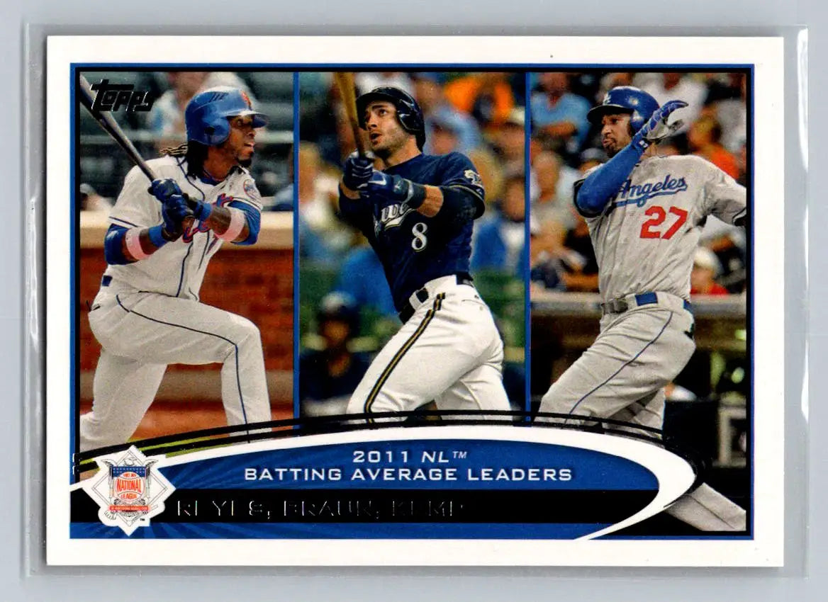 2012 Topps #181 Baseball Card featuring Jose Reyes, Ryan Braun, and Matt Kemp