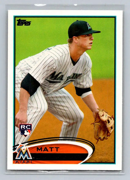 Baseball card of 2012 Topps #198b Matt Dominguez Miami Marlins Rookie collectible