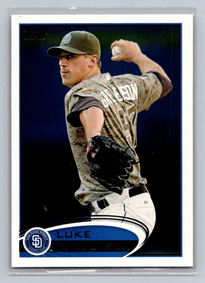 2012 Topps 221b Luke Gregerson baseball card featuring San Diego Padres player