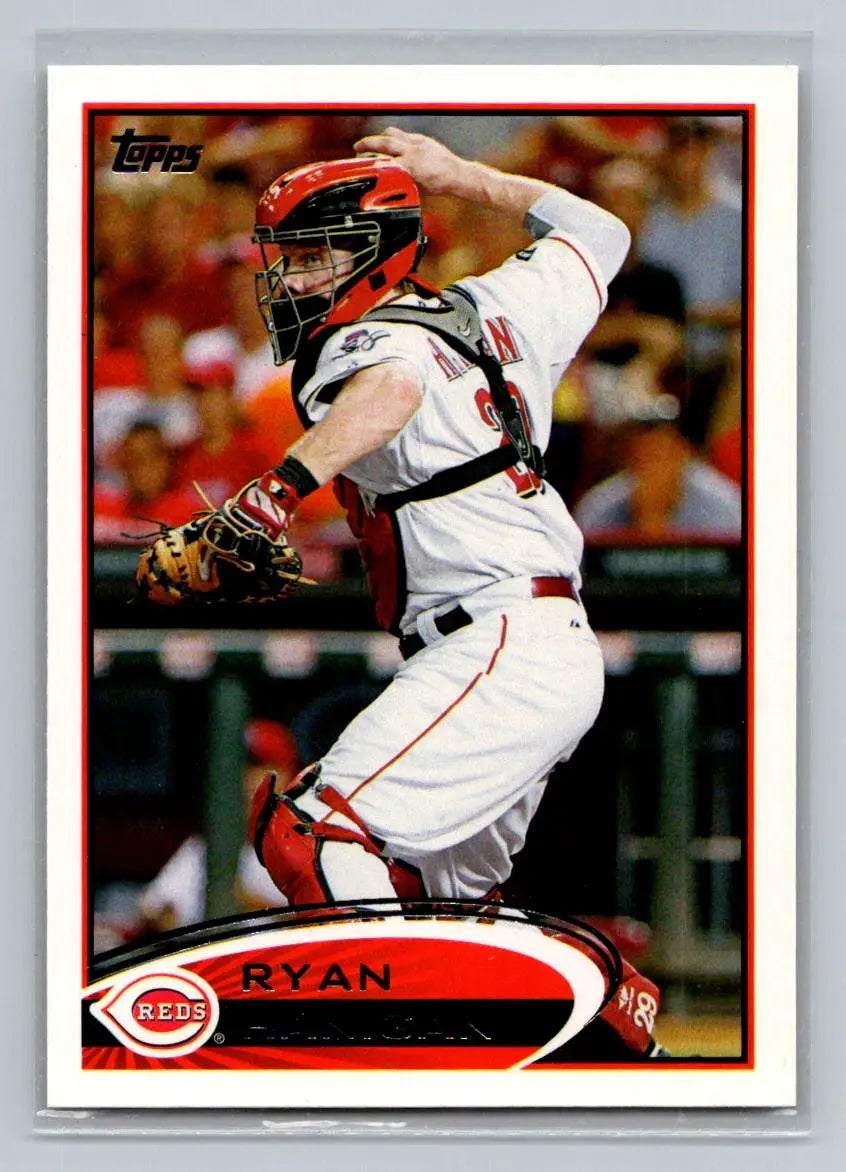 Ryan Hanigan baseball card from 2012 Topps #226b featuring Cincinnati Reds player