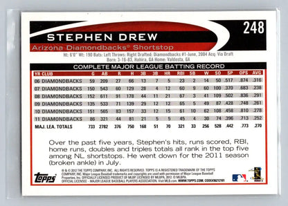 2012 Topps 248a Stephen Drew Arizona Diamondbacks baseball card for collection