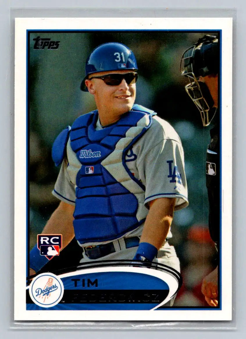 Baseball card featuring Tim Federowicz Los Angeles Dodgers rookie 2012 Topps 253a Tim Federowicz