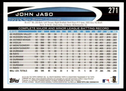 2012 Topps #271 John Jaso NM-MT Rays ID:72212 - Trading Cards