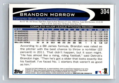 Brandon Morrow baseball card from 2012 Topps Toronto Blue Jays series 304a
