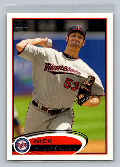 Baseball card of Nick Blackburn from 2012 Topps #316a Minnesota Twins collectible