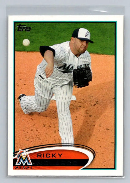 Baseball card featuring pitcher Ricky Nolasco from 2012 Topps #322a Miami Marlins
