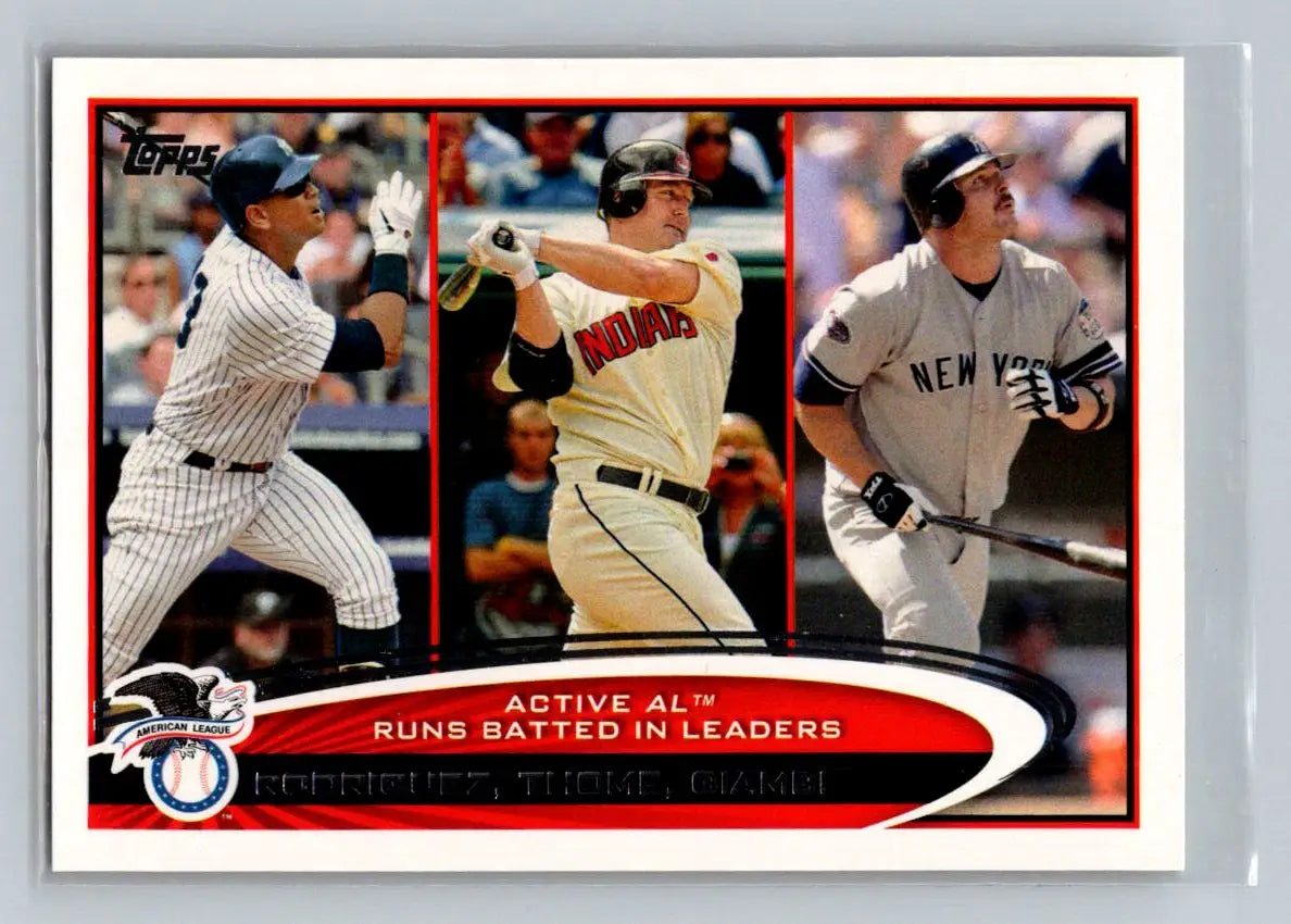Baseball card featuring Alex Rodriguez, Jim Thome, and Jason Giambi from 2012 Topps #324