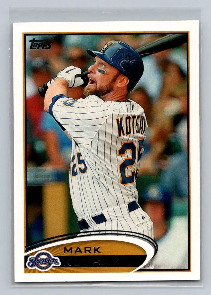 2012 Topps 327a Mark Kotsay Milwaukee Brewers baseball card showcasing Mark Kotsay