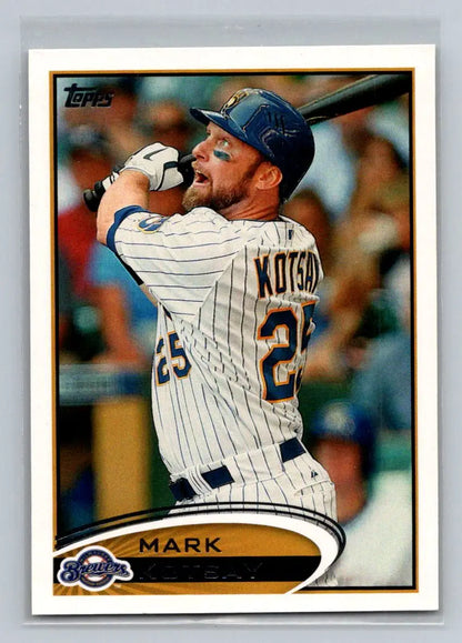 2012 Topps 327a Mark Kotsay Milwaukee Brewers baseball card showcasing Mark Kotsay